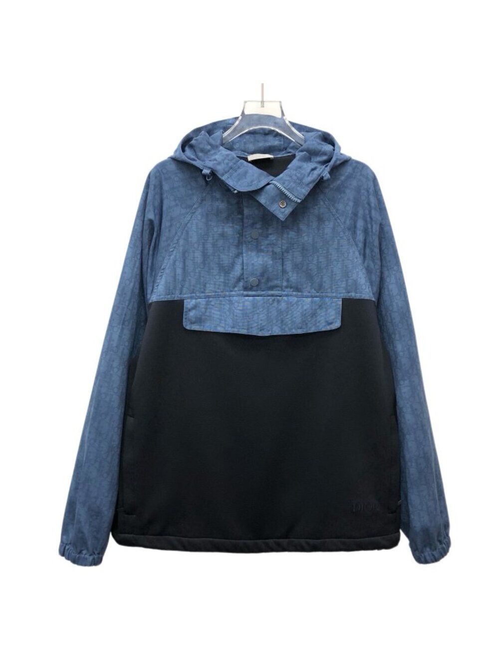 Dior Navy Blue Oblique Monogram Hooded Long-Sleeve Jacket